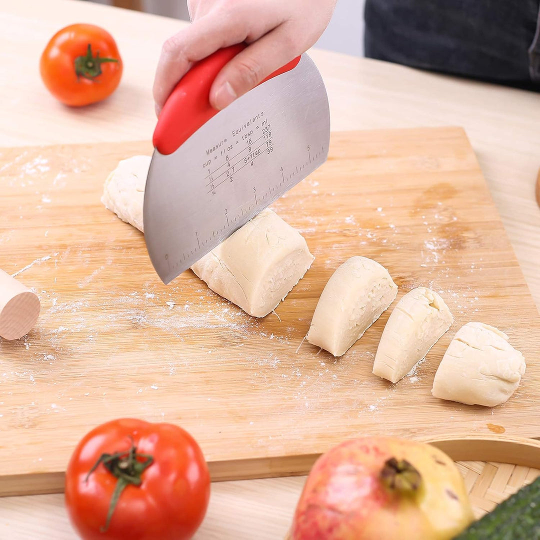Teigschaber aus Edelstahl, für Gebäck und Pizzaschneider, flexibler Silikonschaber mit guter Griffig
