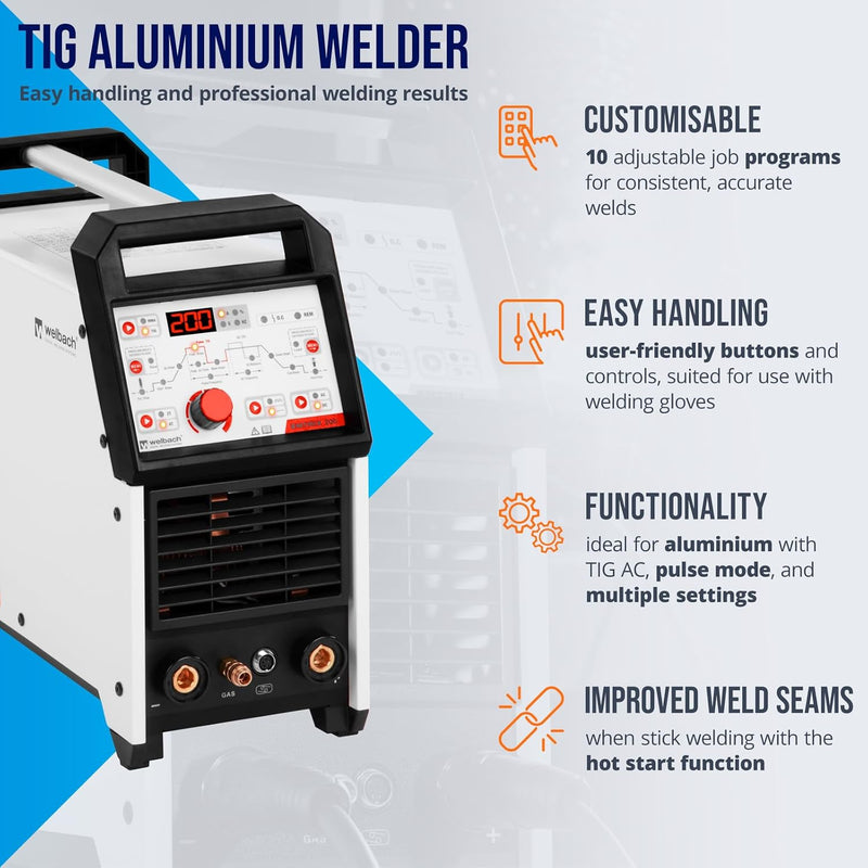 Stamos Welding Group Alu Schweissgerät WIG AC/DC ENTRIX 200 Schweissmaschine für Aluminium Schweissg