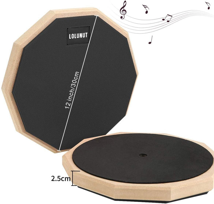 Dumb Drum Practice Pad, 2-seitig leises Übungspad, weicher Gummi, Holzsockel, mit Massivholz-Drumsti