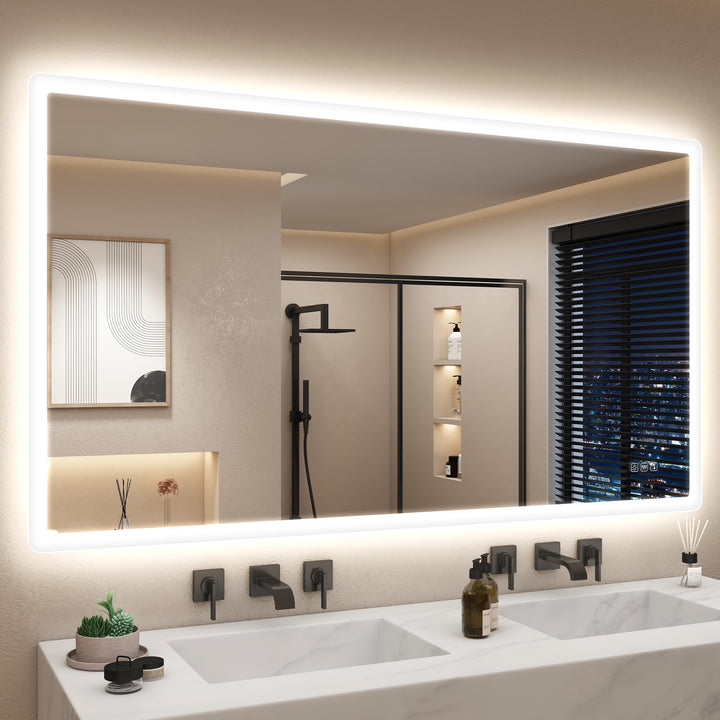 STARLEAD Badspiegel-mit-Beleuchtung 140x80cm, Badezimmerspiegel mit Entfoggen, Bluetooth, Dimmbar, 3