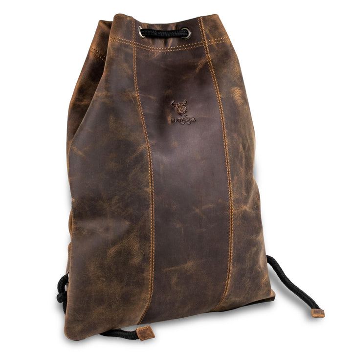 MATADOR Gymbag Turnbeutel Frauen Leder Sportbeutel Herren Rucksack Turntasche Lederrucksack Hunter B