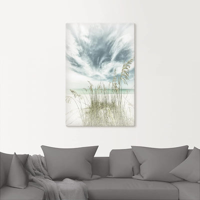 ARTland Leinwandbilder Wandbild Bild auf Leinwand 40x60 cm Strandbild Meer Gräser Himmel Strand Somm