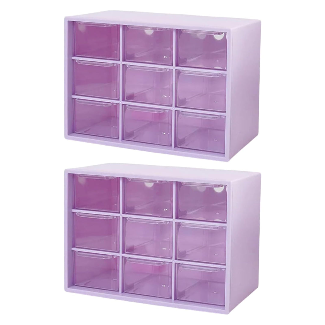 2 Stück Bastelbox Aufbewahrung mit 9 Schubladen, Mini Desktop Schublade Organizer, Durchsichtige Sch