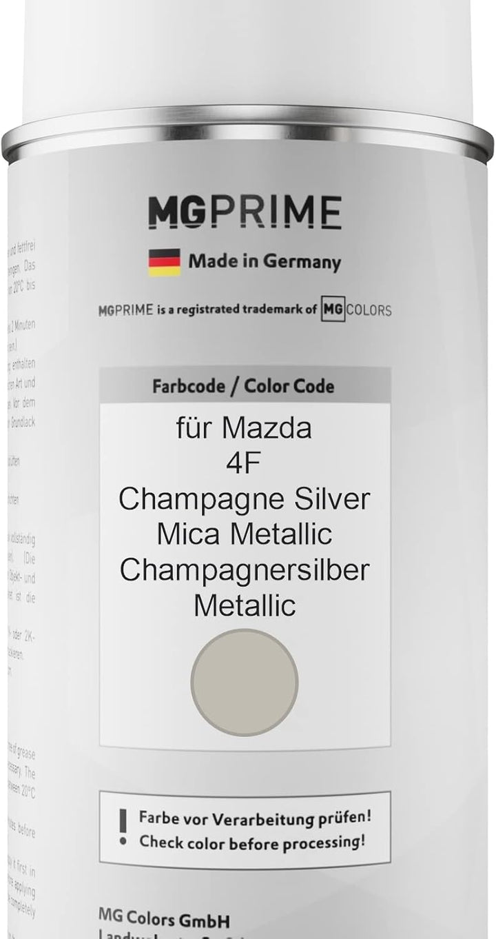 MG PRIME Autolack Sprühdosen Set für Mazda 4F Champagne Silver Mica Metallic/Champagnersilber Metall