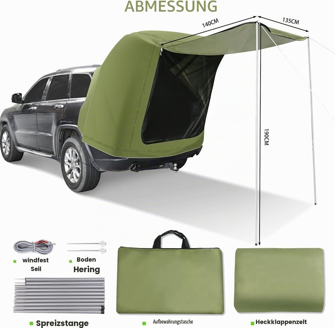 Universal Heckklappenzelt Caddy - Wasserdichtes Auto Heckzelt für Camping &amp; Reisen mit UV-Schutz -St