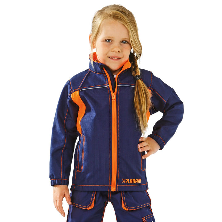 Grösse 170/176 Kinder Planam Junior Softshelljacke marine orange Modell 6131 Marine/Orange 184, Mari