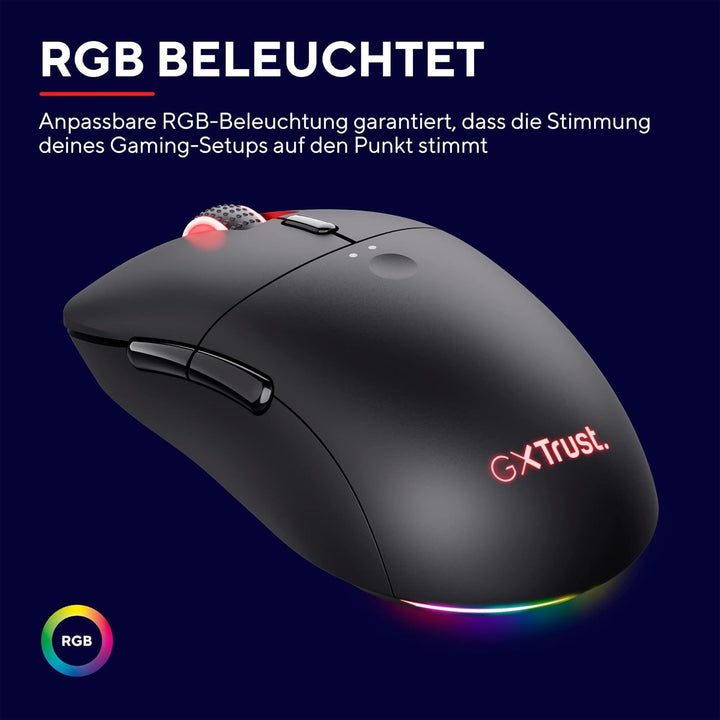 Trust Gaming GXT 980 Redex Wiederaufladbare Kabellose Gaming-Maus, 200-10.000 DPI, Geringer Latenz,