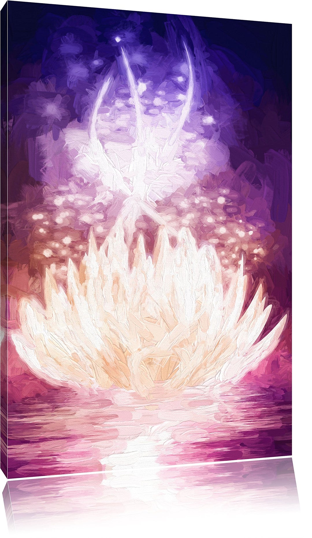 Pixxprint abstrakte Seerose Kunst Pinsel Effekt, Format: 100x70 auf Leinwand, 100x70