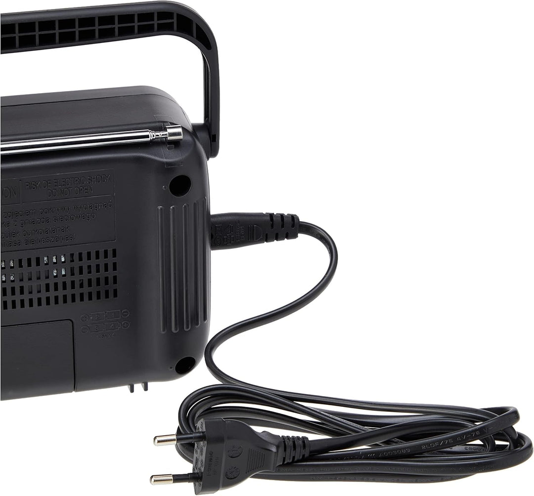 Panasonic RF-2400DEG-K Tragbares Radio mit Griff, Netz- oder Batteriebetrieb schwarz Single, Single