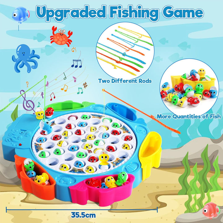 Angelspiel Spielzeug ab 3 Jahre Montessori Brettspiele für Kinder Angeln mit 8 Kinderangel 42 Fische