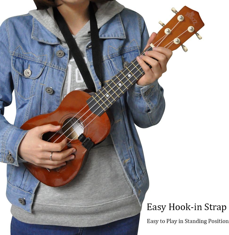 Winzz Sopran Ukulele Starter Kit für Anfänger, mit Tasche, Clip-On Tuner, zusätzlichen Saiten, Gurt,