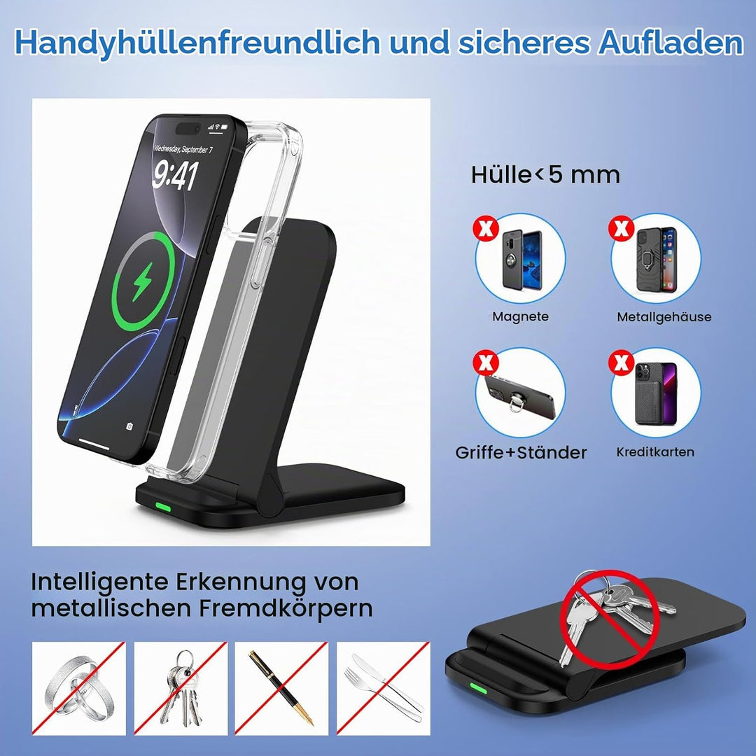 Fast Induktive Ladestation Samsung Wireless Charger Stand Faltbar für Google Pixel 10/9/8,15W Schnel