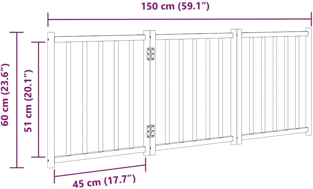 vidaXL Hundetor 3-TLG., Hundegitter Faltbar Pflegeleicht, Schutzgitter für Wohnzimmer Küche Treppe,