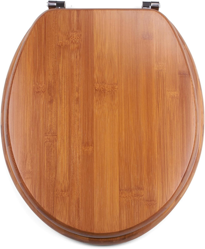 MSV WC Sitz Toilettendeckel Bambus "Bamboo" Scharniere aus Edelstahl - hochwertige und stabile Quali