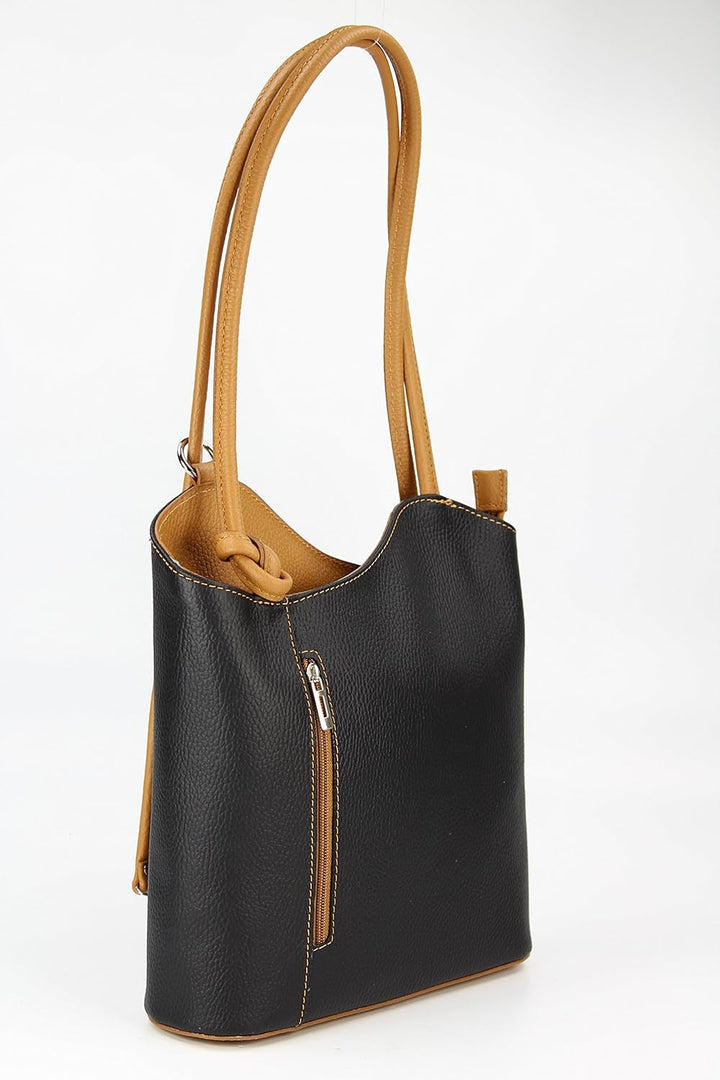 Belli italienische Ledertasche Backpack Classic 2in1 Damen Rucksack Leder Handtasche made in italy S