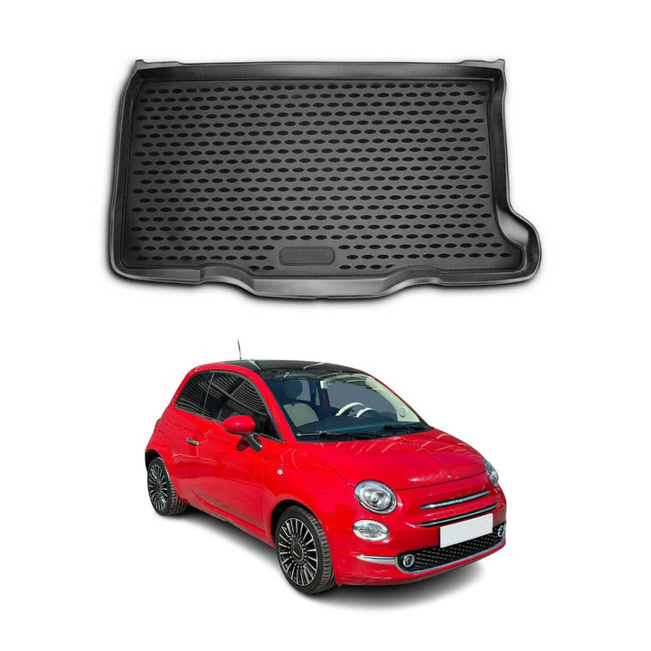 OMAC Kofferraummatte Kofferraumwanne kompatibel mit FIAT 500-500C 2007-2025 Gummi TPE Schwarz
