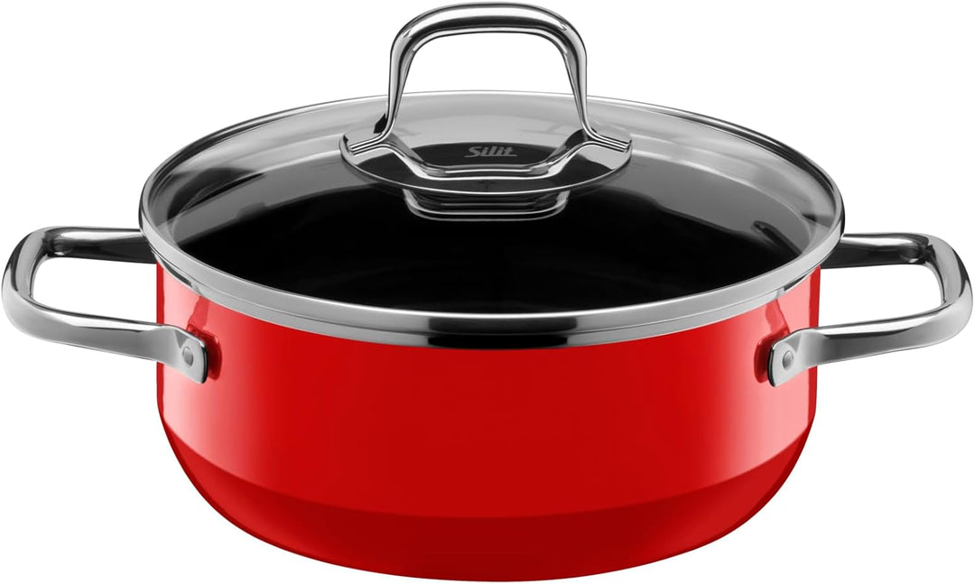 Silit Elegance Line Topfset Induktion 4-teilig, Kochtopf Set mit Glasdeckel, Silargan Funktionskeram