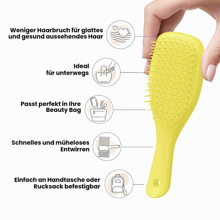 Tangle Teezer Die ultimative Mini-Entwirrer-Haarbürste, sanft zu nassem Haar, zweistufige Zähne und