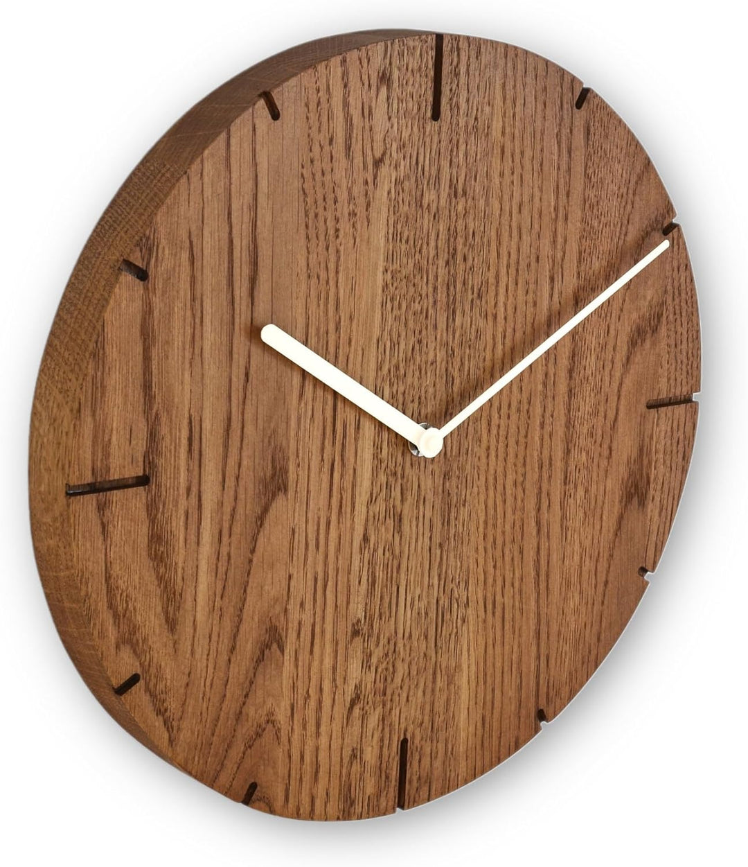 Natuhr Wanduhr Eiche dunkel geölt Eiche rustikal Holzuhr Solide Massivholz, geräuscharmes Uhrwerk, p
