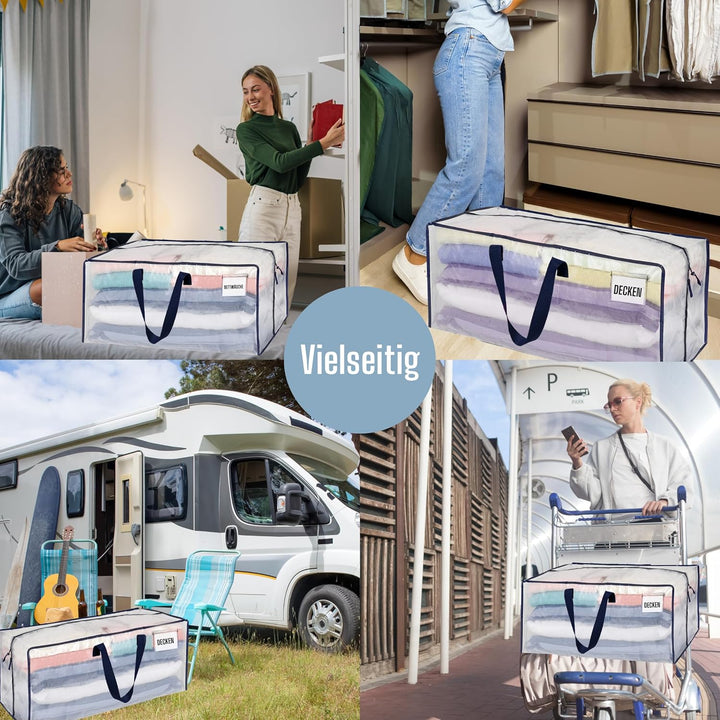 VENO 8-er Pack extra grosse Umzugstaschen mit Rucksackgurten, Umzugshelfer, starke Griffe und Reissv