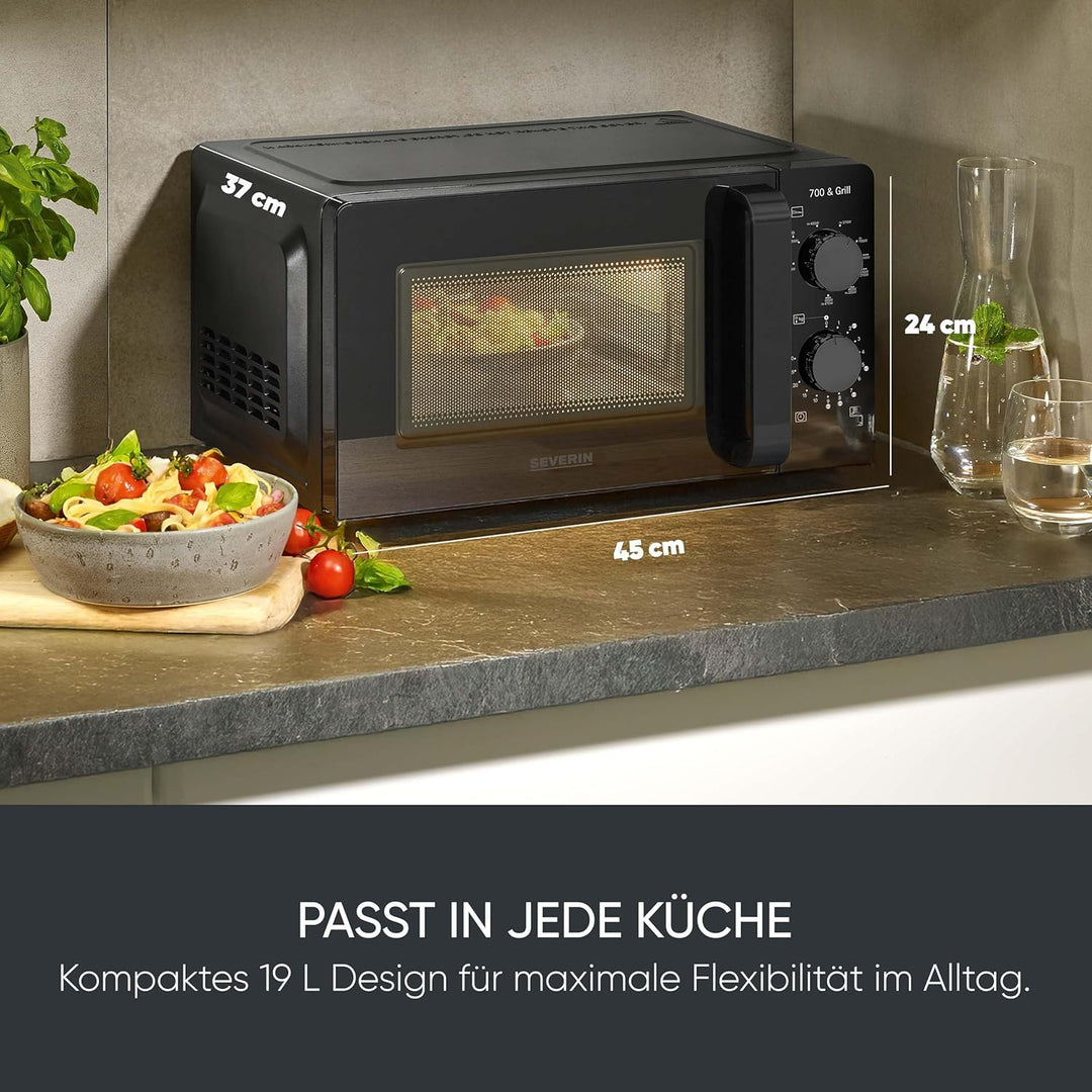 SEVERIN Mikrowelle mit Grillfunktion, zum Auftauen und Erhitzen, Mikrowellengerät mit Grillrost und