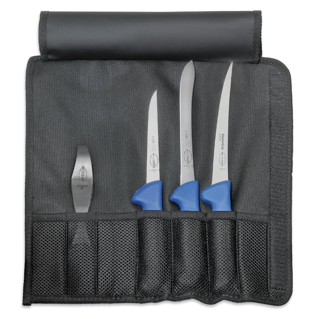 DICK Textil-Rolltasche "Angler" 4-tlg. (Masse 34,50 x 35,50 x 6 cm, mit Grätenpinzette, Ausbeinmesse