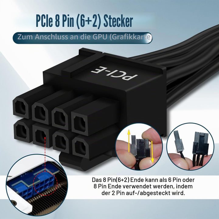 COMeap (2er-Pack) PCIe Adapterkabel für Corsair Netzteile, ATX 8-Pin (CPU) auf PCIe 8-Pin (6+2) Adap