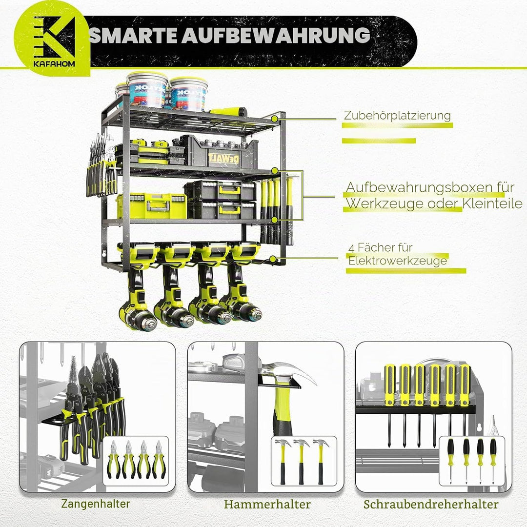 KAFAHOM Elektrowerkzeug-Organizer, Garagen-Werkzeug-Organizer und Aufbewahrung, Bohrerhalter, Wandha