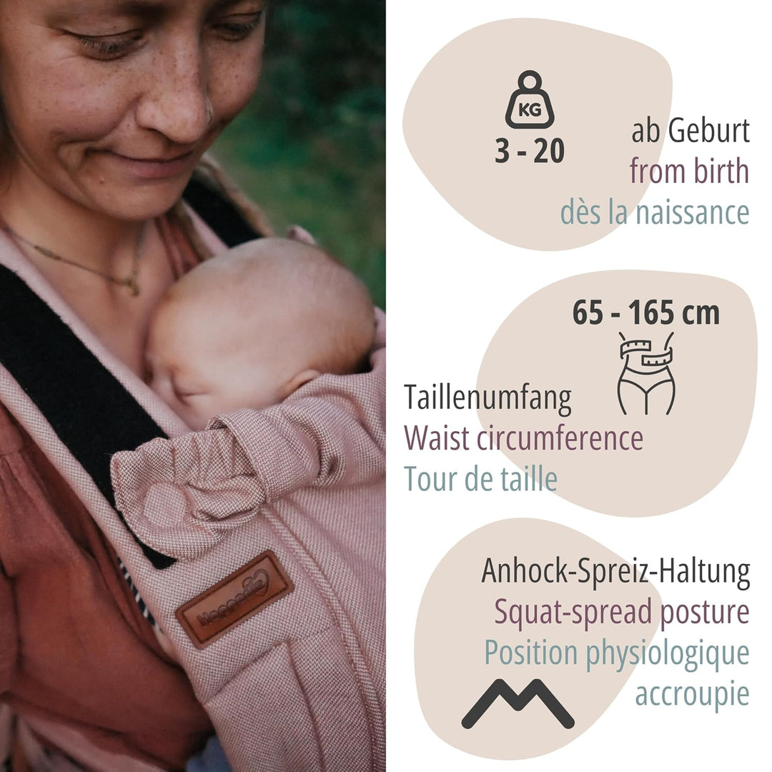 Hoppediz Babytrage Bondolino b.pure - Bauchtrage, Hüfttrage, Rückentrage - ab Geburt (denim)