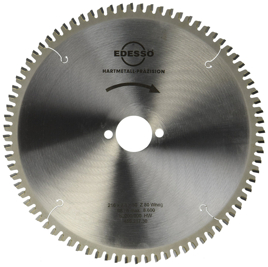 Edessö 45521730 HM-Kreissägeblatt Präzision-Spezial 2/7/42 HW 216x2,8/1,8x30 Z=80 W neg, Silber