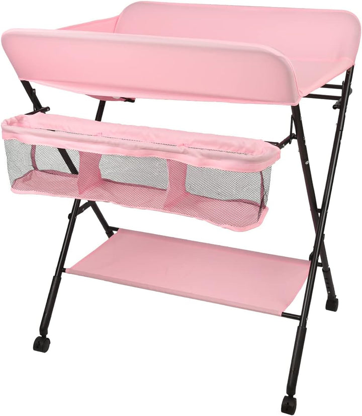 Kedia Baby Wickeltisch, Multifunktions-Wickelkommode, Babypflegetisch, Mobiler Wickeltisch mit Ablag