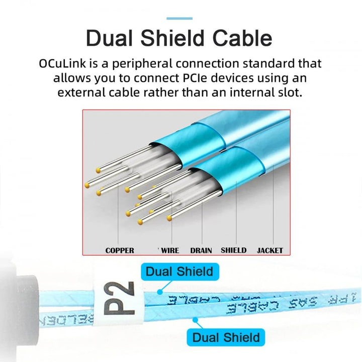 CY-Kabel, 90 Grad nach unten abgewinkelt, OcuLink PCIe 4.0 PCI-Express SFF-8611 4i auf SFF-8611, akt