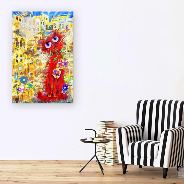 Startonight Bilder Niedliche Rote Lustige Katzen Malerei für Kinder - Leinwandbilder Moderne Kunst -
