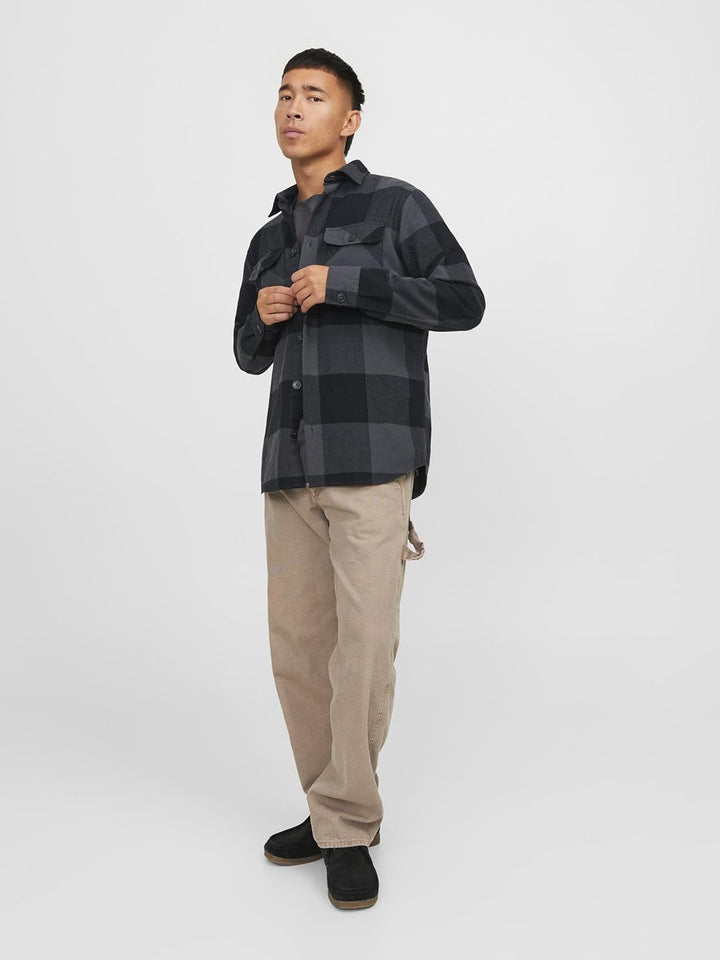 JACK & JONES Male Overshirt Comfort Fit Overshirt S Asphalt, S Asphalt