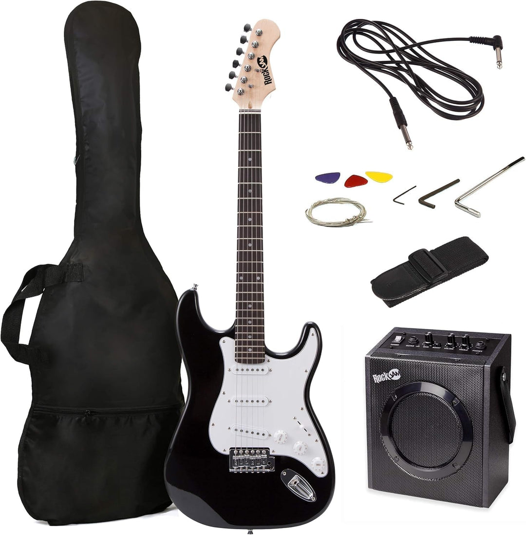 RockJam Full Size Electric Guitar Kit with 10-Watt Guitar Amp, Lessons, Strap, Gig Bag, Picks, Whamm