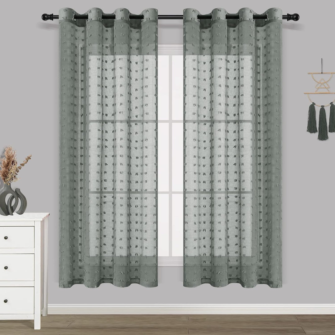 Joywell Grau Gardinen Wohnzimmer Vorhänge Transparente Voile Sheer Vorhänge Mädchenzimmer Leinenstru