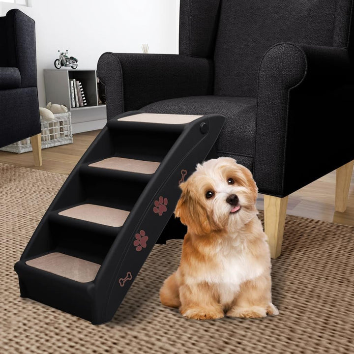 vidaXL Hundetreppe Klappbar Schwarz Haustiertreppe Katzentreppe Einstiegshilfe, Schwarz