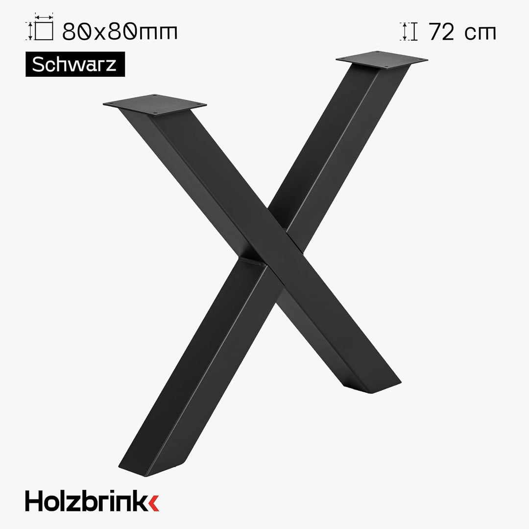 HOLZBRINK Tischkufen X-Form aus Vierkantprofilen 80x80 mm, x-förmiges Tischgestell 60x72 cm, Tiefsch