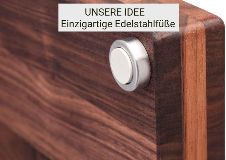 Schneidboard Nussbaum Premium - Design Schneidebrett Aus Holz - Made In Germany - 53x40x6 cm - Mit 2