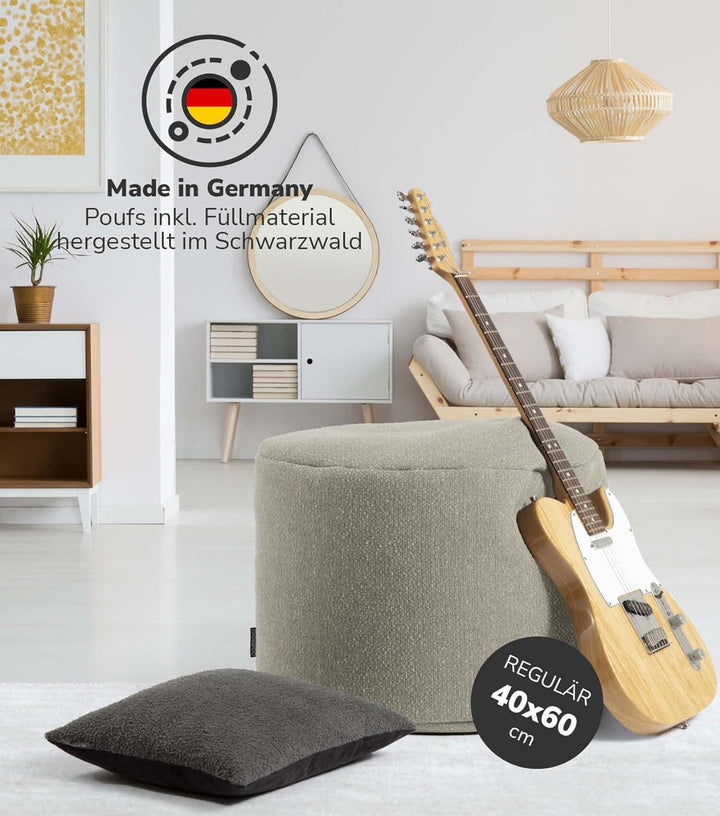 mokebo® Pouf, Hocker o. Sitzhocker 60x40cm 'Der Ruhepouf', Bodenkissen rund & Fusshocker fürs Wohnzi