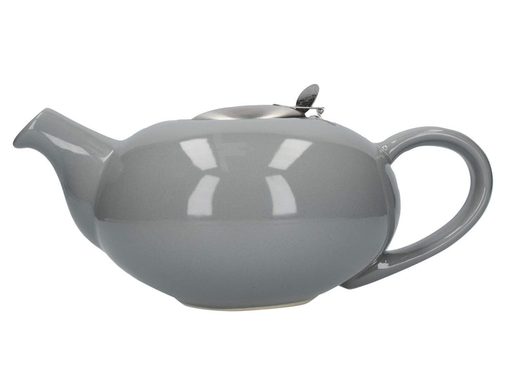 London Pottery Teekanne mit Teesieb für losen Tee, Steingut, glänzend, Hellgrau, 4 Tassen (1 Liter)