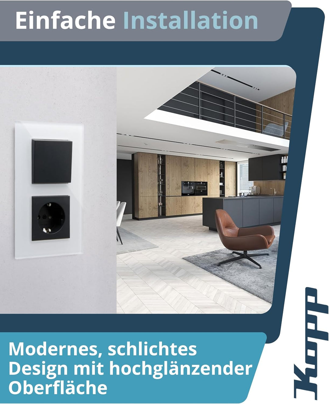 Kopp 405402018 2-Fach Echtglas-Rahmen Abdeckrahmen Glas Weiss 2-fach Weiss, 2-fach Weiss