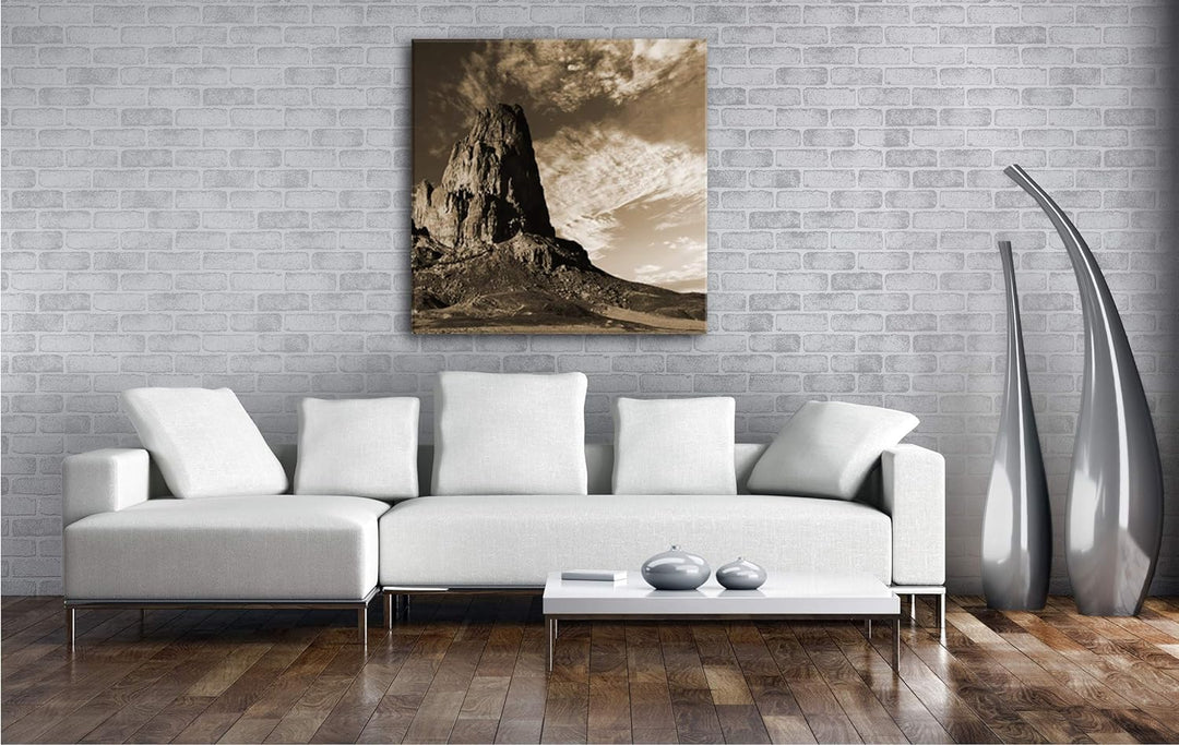 Felsen in den Bergen Arizonas Format: 60x60 Effekt: Sepia als Leinwandbild, Motiv fertig gerahmt auf
