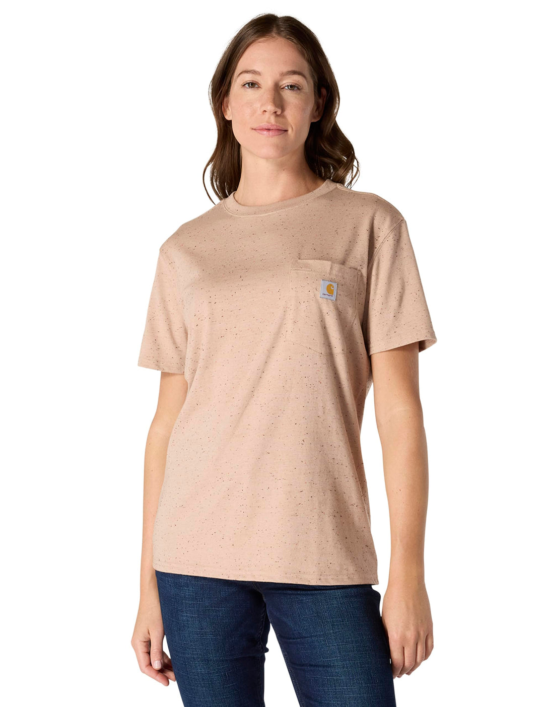 Carhartt Bekleidung Logo T-Shirt grün XS Helles Taupe Nep, XS Helles Taupe Nep