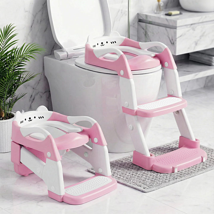 Orzbow Toilettensitz Kinder mit Treppe, 2-in-1 Kinder Toilettensitz, Töpfchen für Kinder, Höhenverst