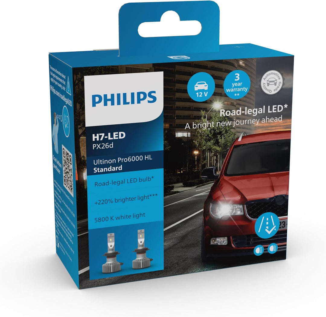 Philips Ultinon Pro6000 Standard H7-LED Scheinwerferlampe mit Strassenzulassung*, 220% helleres Lich