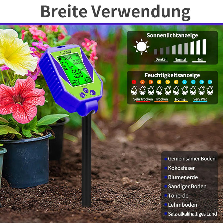 pH Leitfähigkeit Messgerät für Boden und Wasser, Pflanzen pH Feuchtigkeits Messgerät, Boden pH EC Me