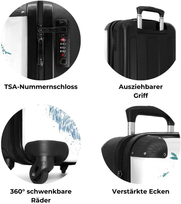 NoBoringSuitcases.com® Koffer Handgepäck Trolley Rollkoffer Kleine Reisekoffer mit 4 Rollen - Löwe -