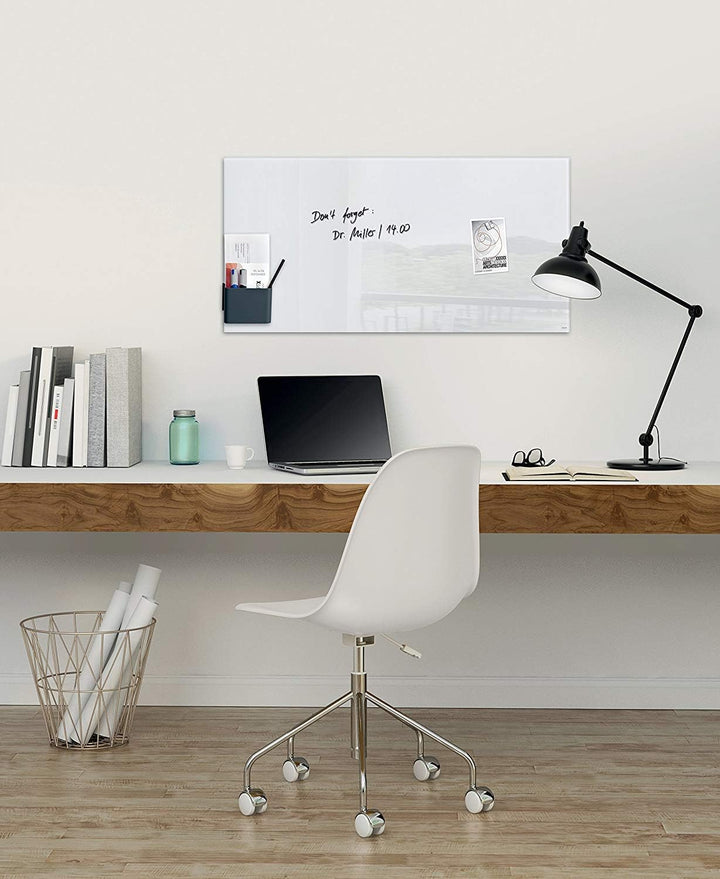 SIGEL GL131 Premium Glas-Magnettafel 78 x 48 cm super-weiss hochglänzend, TÜV geprüft, einfache Mont