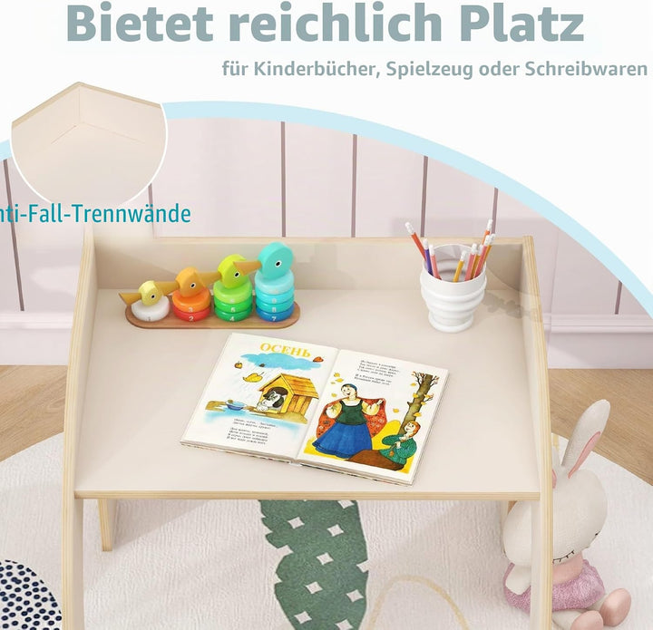 LIFEZEAL Kindertisch Set Holz, Kleiner Schreibtisch mit Stuhl für Kinder, Multifunktionaler Kinderle
